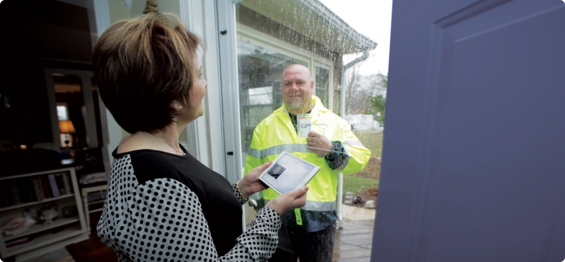 CT water employee showing his badge to a customer