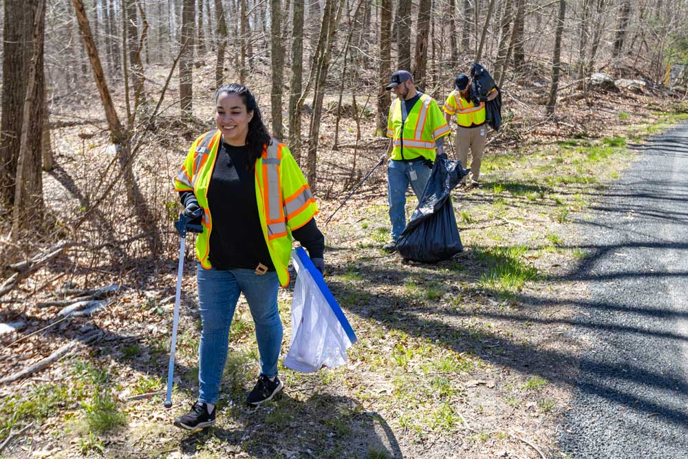 Connecticut Water staff clean up litter on Earth Day.