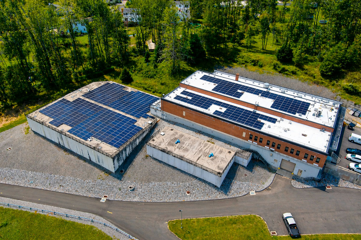 Solar panels at the William Stewart Drinking Water Treatment Facility in Naugatuck