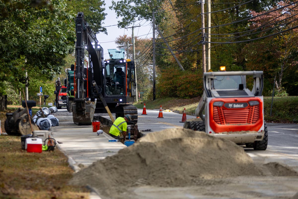 Connecticut Water replaces a water main on Route 12 in Killingly.