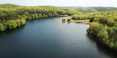 overhead shot of Moody Reservoir