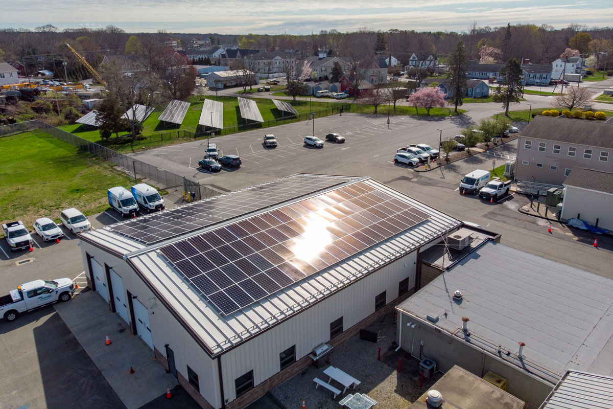 Solar panels at the Connecticut Water shoreline office.