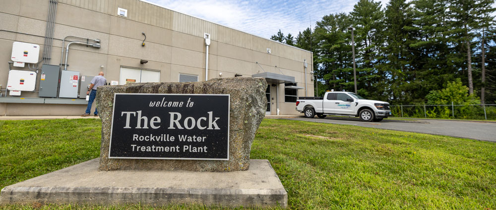 The entrance to the Rockville Drinking Water Treatment Facility in Vernon.