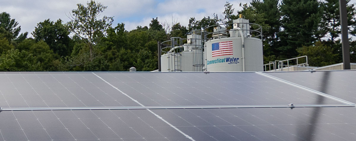 A solar array at Connecticut Water's Rockville Treatment Faciliy